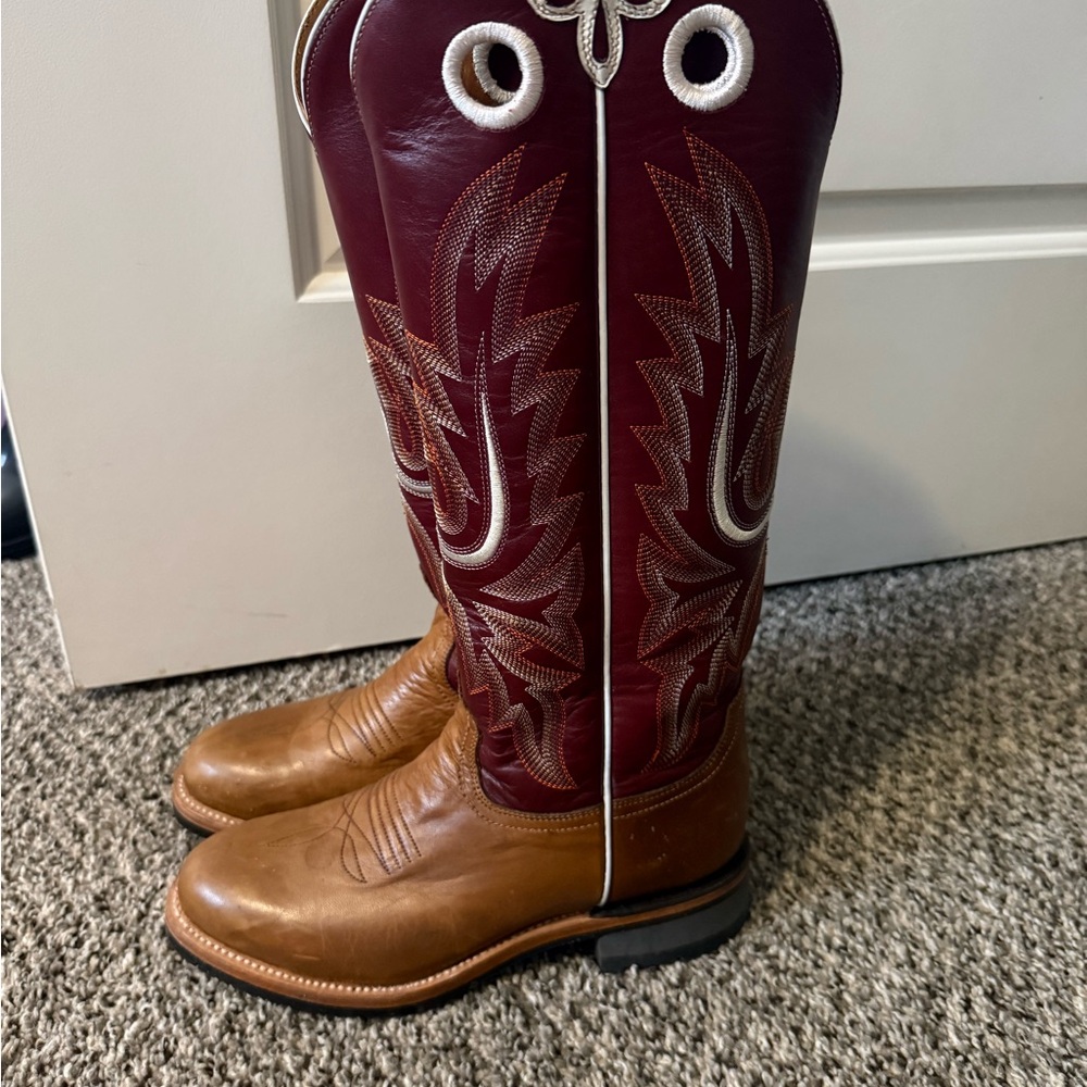 Lucchese Brown and Burgundy Women's Boots - Picture 2 of 7